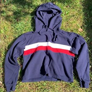 NWOT Blue Red and White Cropped Sweater